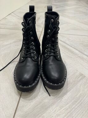 Dolce Vita Black Lace-Up Studded Combat Boots